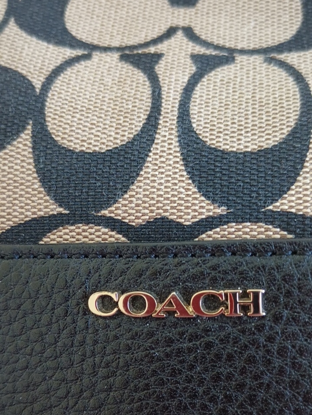 Coach #51086 Madison Khaki Black Signature Canvas Slim Crossbody File Bag - Picture 11 of 14